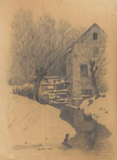 Laeken (vodní mlýn ve sněhu), 1886 – Nr. 1, Jean-François Taelemans