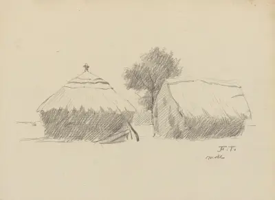 Höstack och halmtakshus av Jean-François Taelemans