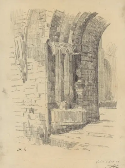 Ruines de l’abbaye de Villers-la-Ville – porche entre le cloître et l’église abbatiale (côté droit) av Jean-François Taelemans