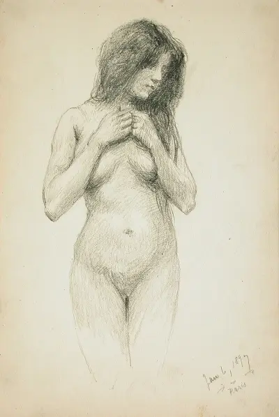 Kvinnlig nakenstudie av Frank Duveneck