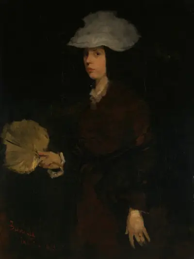 Damen med solfjäder av Frank Duveneck