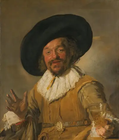 A Militiaman Holding a Berkemeyer, Known as the ‘Merry Drinker’ av Frans Hals