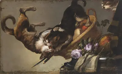 Kämpfende Katzen av Frans Snyders