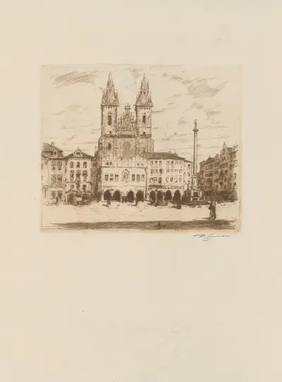 The Old Town with the Týn av Tavík František Šimon