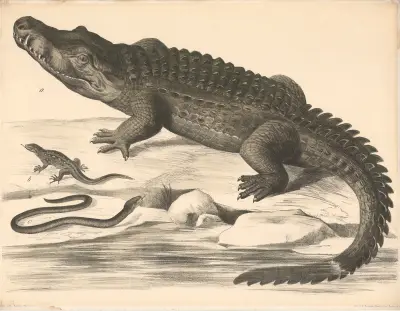 A Kokodil (Crocodilus vulgaris) b Eidechse (Lacerta agilis) c Blindschleiche (Anguis fragilis) av Franz Engleder