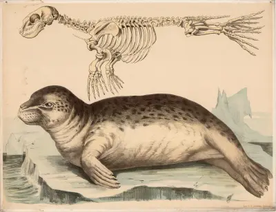 Seehund (Phoca vitulina) und sein Skelett av Franz Engleder