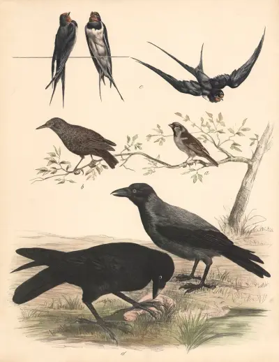 Sparrow, starling, swallow, raven, crow av Franz Engleder