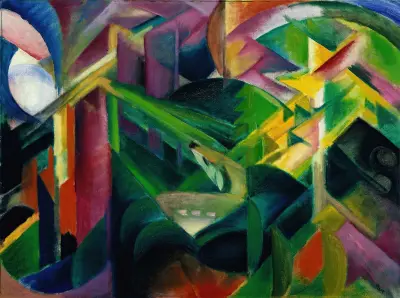 Deer in the monastery garden av Franz Marc