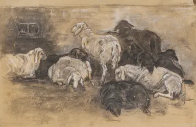 Schafgruppe av Franz Marc