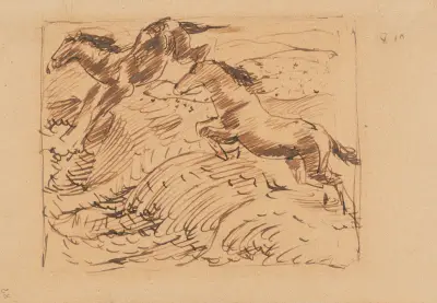 Springende Pferde, Kompositionsentwurf av Franz Marc