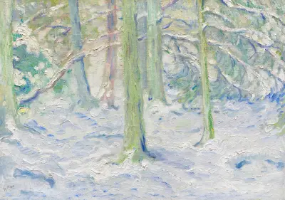 Verschneiter Wald av Franz Marc