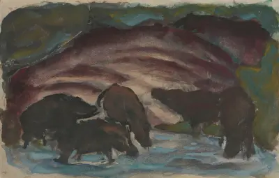 Wild Boars in the Water av Franz Marc