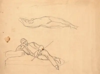Homme à demi-couché sur un sopha av Frédéric Bazille