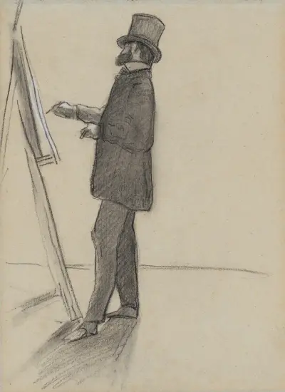 Manet and his Easel av Frédéric Bazille