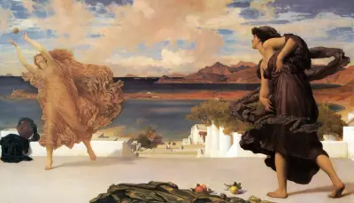 Greek girls playing ball av Frederic Leighton