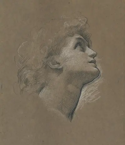 Head study of Dorothy Dene, in profile, for ‘Faith’ av Frederic Leighton