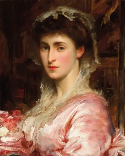 Portrait of May Sartoris, Mrs Henry Evans Gordon av Frederic Leighton