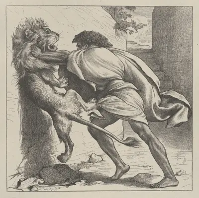 Samson and the Lion av Frederic Leighton