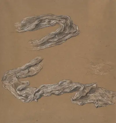 Sketch for drapery in ‘Greek Girls Playing at Ball’ av Frederic Leighton