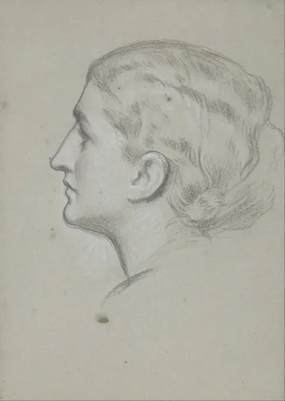 Study of a woman’s head for the painting ‘A noble lady of Venice’ av Frederic Leighton