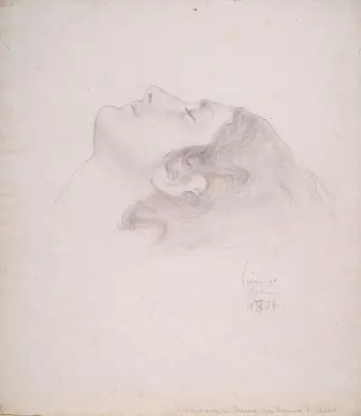 Study of Vicenzo for the Head of Romeo in Reconciliation of the Montagues and the Capulets av Frederic Leighton
