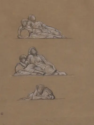 Three figure studies for ‘The Dance’ av Frederic Leighton