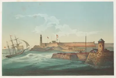 Morro y entrada puerto de la Habana av Pierre Toussaint Frédéric Mialhe