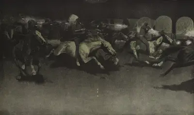 Nocny atak na rządowy konwój wozów, Frederic Remington