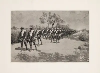 A practice march in Texas av Frederic Remington