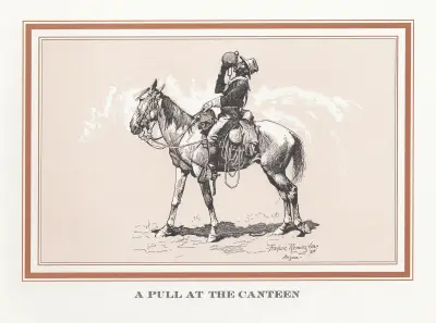 A pull at the canteen av Frederic Remington