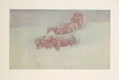 A snow-bound Christmas on the overland coach av Frederic Remington