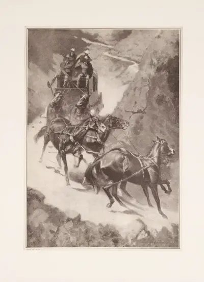 Amateur Rocky Mountain stage driving av Frederic Remington