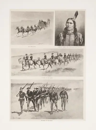 Samling av trupper vid de norra indianagenturen av Frederic Remington