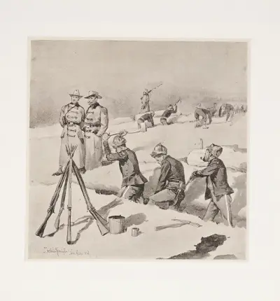 I skyttegravarna vid Pine Ridge av Frederic Remington