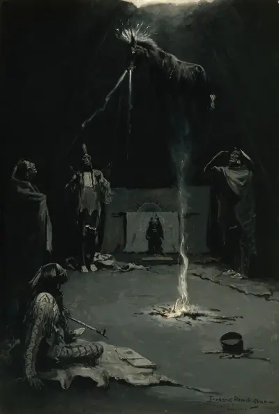 Indian Fire God (The Going of the Medicine-Horse) (from 1895 until 1899) av Frederic Remington