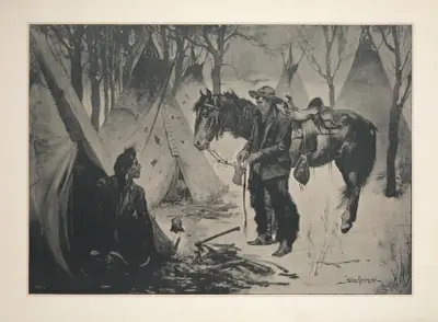 On the Cattle Range–‘What’s the Show for a Christmas Dinner, Chief av Frederic Remington
