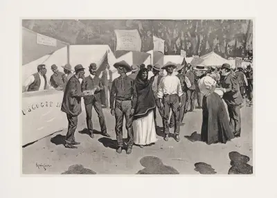 Betalning till indianerna för Cherokee-remsan – scener kring regeringens löneutbetalningskontor av Frederic Remington