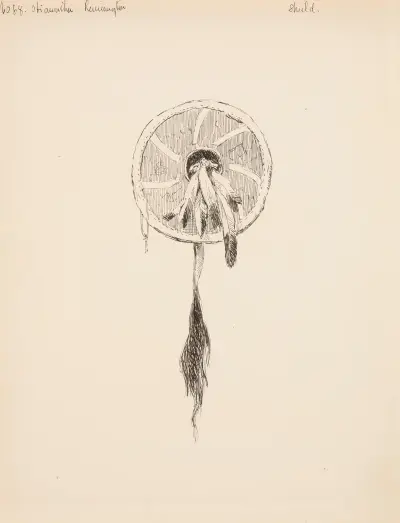 Sköld, illustration till Sången om Hiawatha av Frederic Remington
