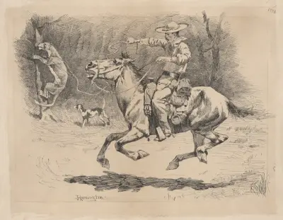 Spurring His Horse in Pursuit av Frederic Remington