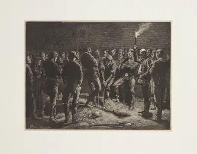 Apachefälttåget – begravning av Hatfields män av Frederic Remington