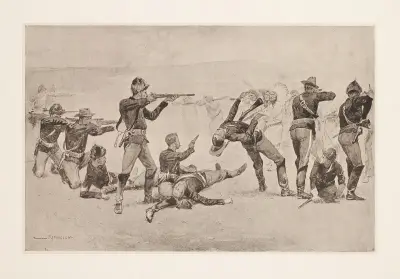 Stridernas början vid Wounded Knee av Frederic Remington