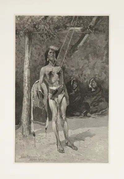 The ordeal in the sun dance among the Blackfeet Indians av Frederic Remington