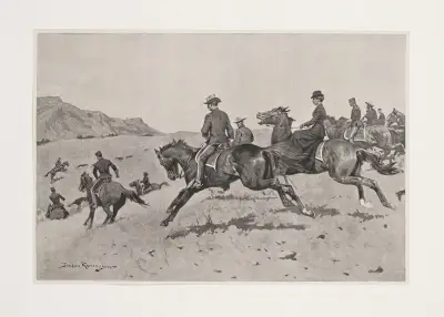 Vinterförströelser vid en arméställning i sydväst – en ritt med hundarna av Frederic Remington