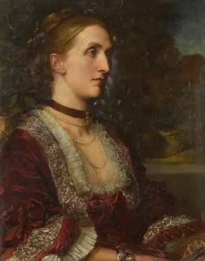 Portrait Of Mrs Agnes Jane Moore av George Frederic Watts