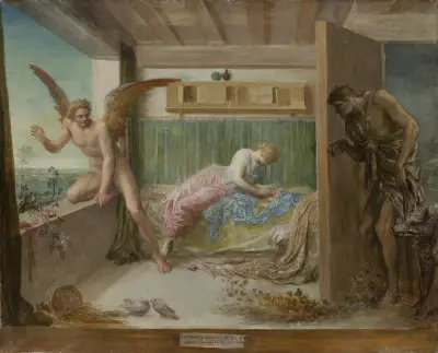 When Poverty Comes in at the Door, Love Flies out of the Window av George Frederic Watts