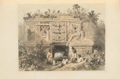 Portion of a building called Las Monjas at Uxmal av Frederick Catherwood