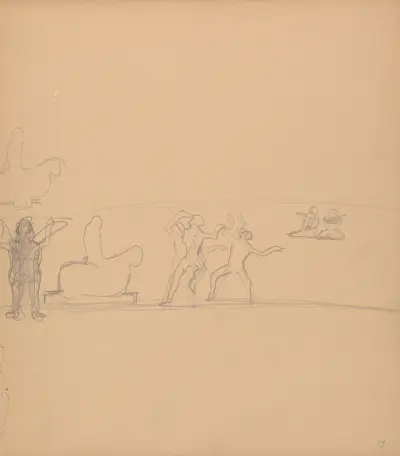 Cave of the Golden Calf; Figure Studies, Dancers, Worshippers and Calf av Spencer Frederick Gore