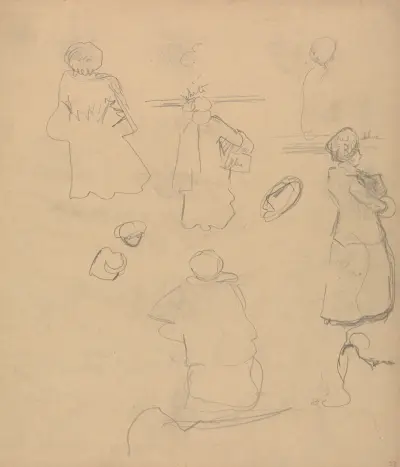 Cave of the Golden Calf; Studies of a Woman in a Coat and Hat av Spencer Frederick Gore