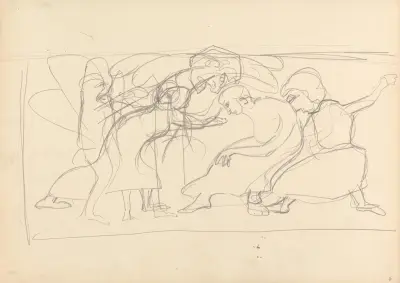 Cave of the Golden Calf; Study for Decorative Panel, Worshippers av Spencer Frederick Gore