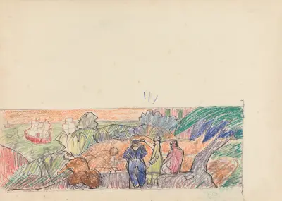 Cave of the Golden Calf; Study for Mural, Gentleman in Foreground av Spencer Frederick Gore